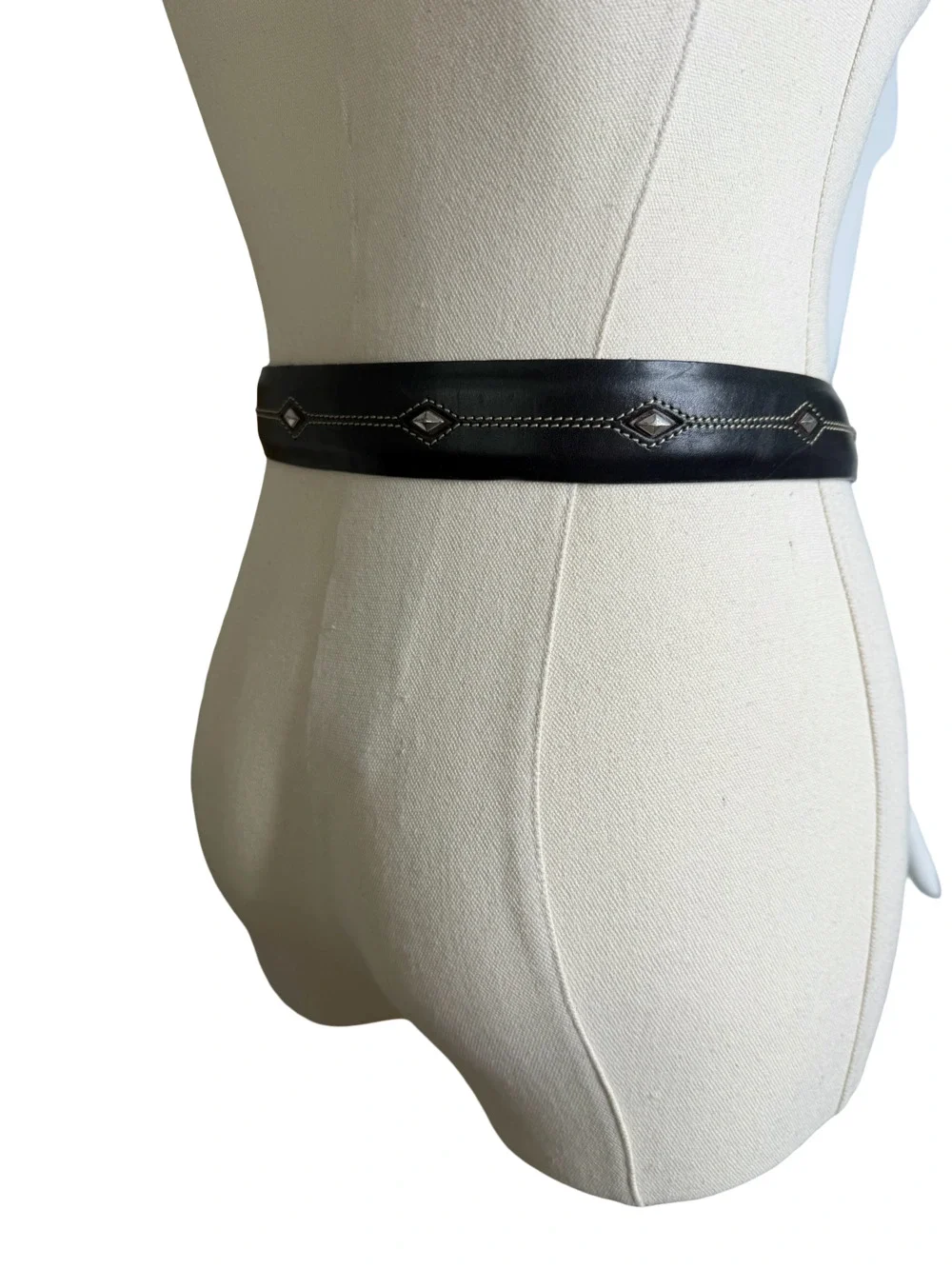 Brighton P3503 Black Leather Western Belt with Silver Tone Diamond Inlay Sz. 36